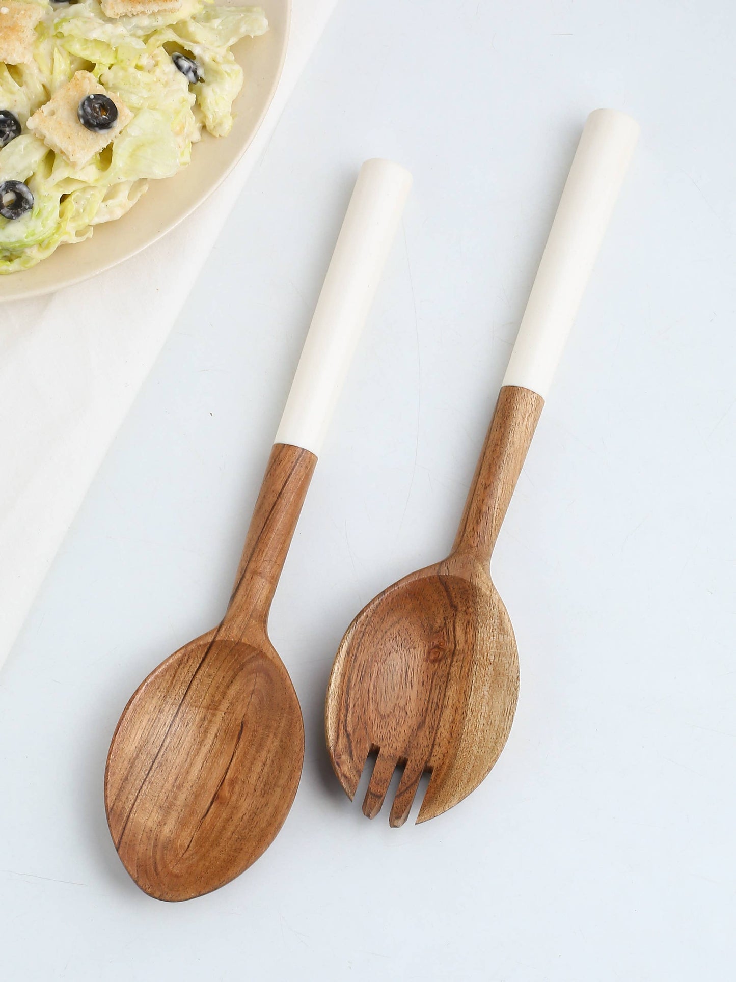 Bead Studded Wooden Salad Server 2- Piece Set (10)