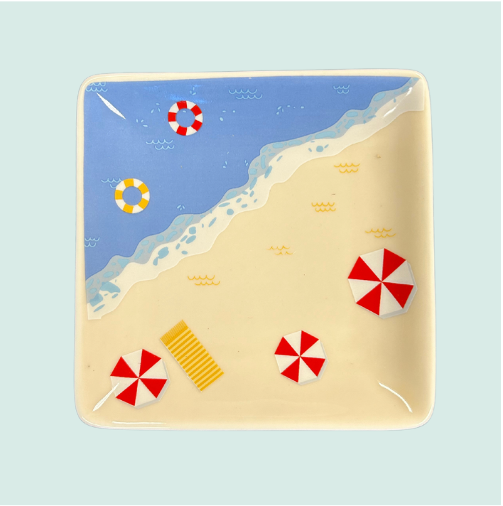 Beach Scene Square Tray