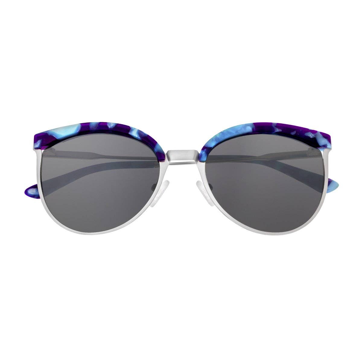 Bertha Hazel Polarized Cat-Eye Sunglasses: Silver/Black