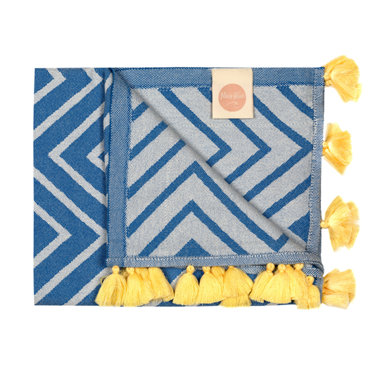 Blue Zigzag Turkish Towel