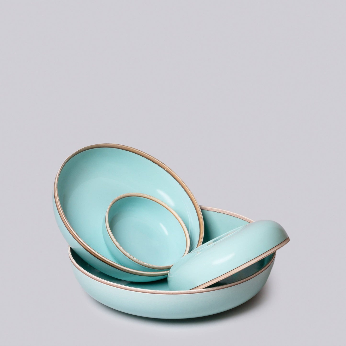 Celadon Glossy Porcelain Nesting Hermit Bowls: Small