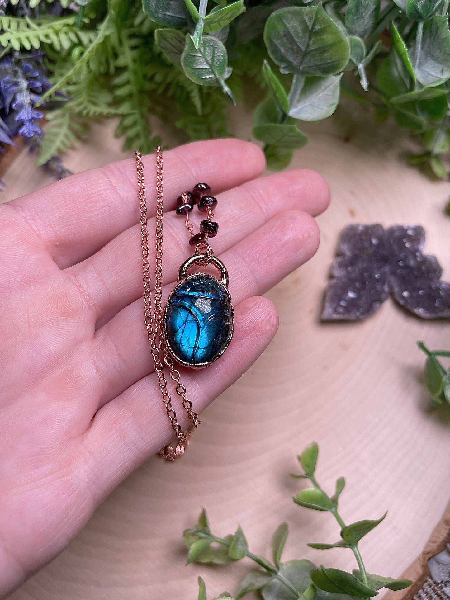 Egyptian Scarab- Labradorite Necklace