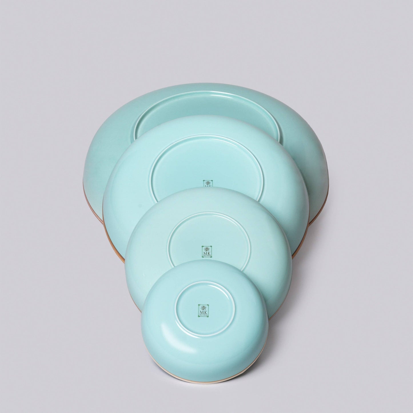 Celadon Glossy Porcelain Nesting Hermit Bowls: Small