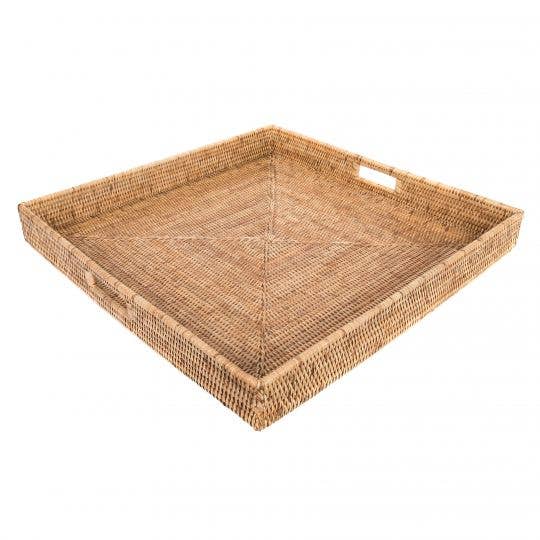 Square Serving/Ottoman Tray: Honey Brown / 24"