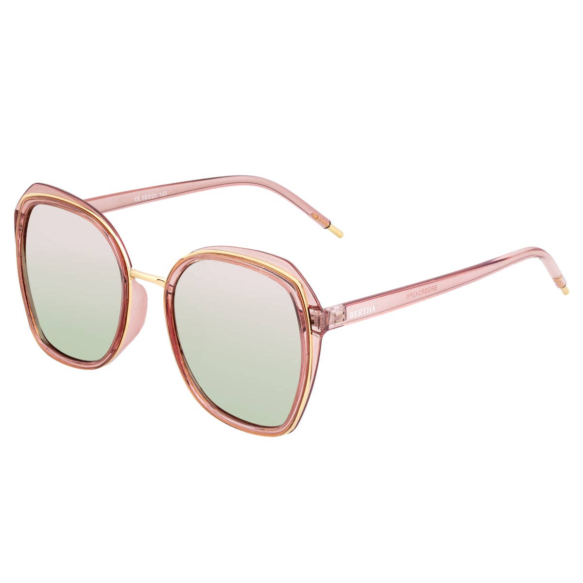 Bertha Jade Polarized Round Sunglasses: Pink/Rose Gold