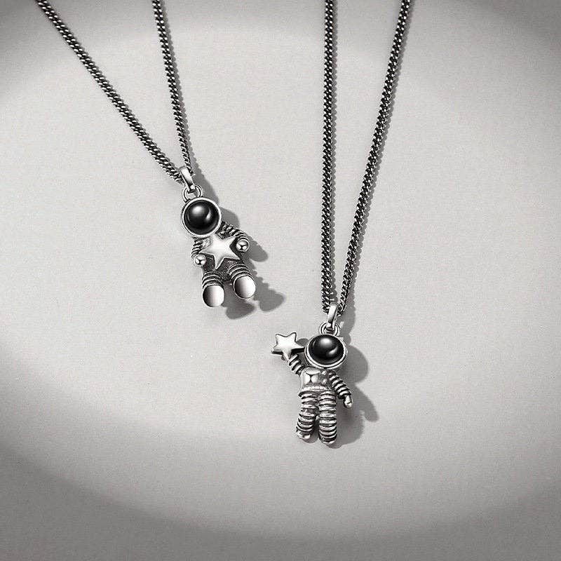 Astronaut Spaceman Matching Necklace in 925 Sterling Silver: Female Astronaut-1pc