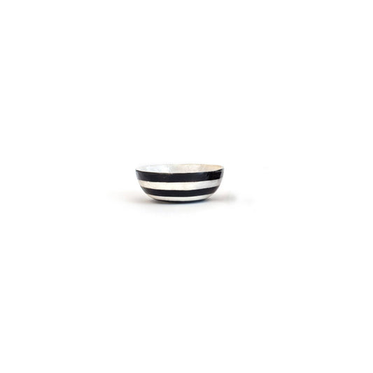 3.5" Round Capiz Bowl - Black & White: Stripes