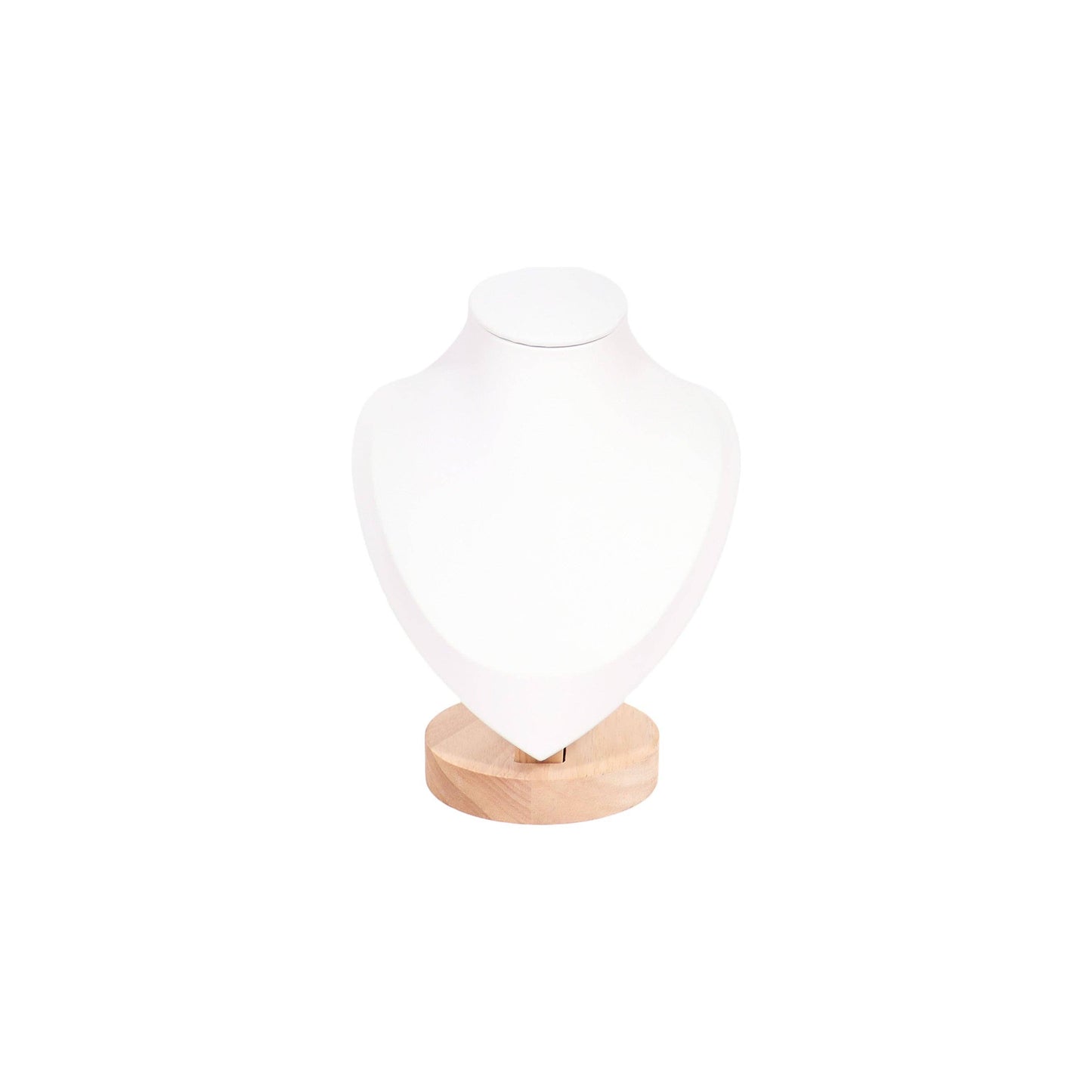 Natural Wood & Leather Necklace Display: White / Medium