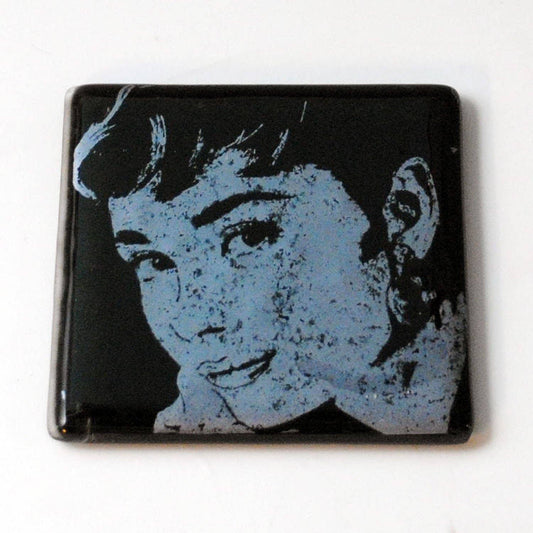 Audrey Hepburn Silver Screen Icon Handmade Fused Glass Bar Coaster