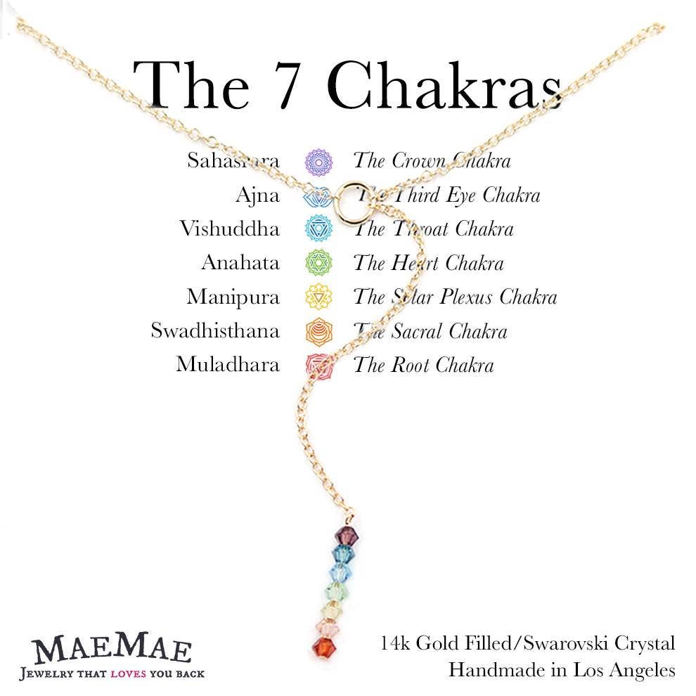 7 Chakras Lariat Necklace: Sterling Silver