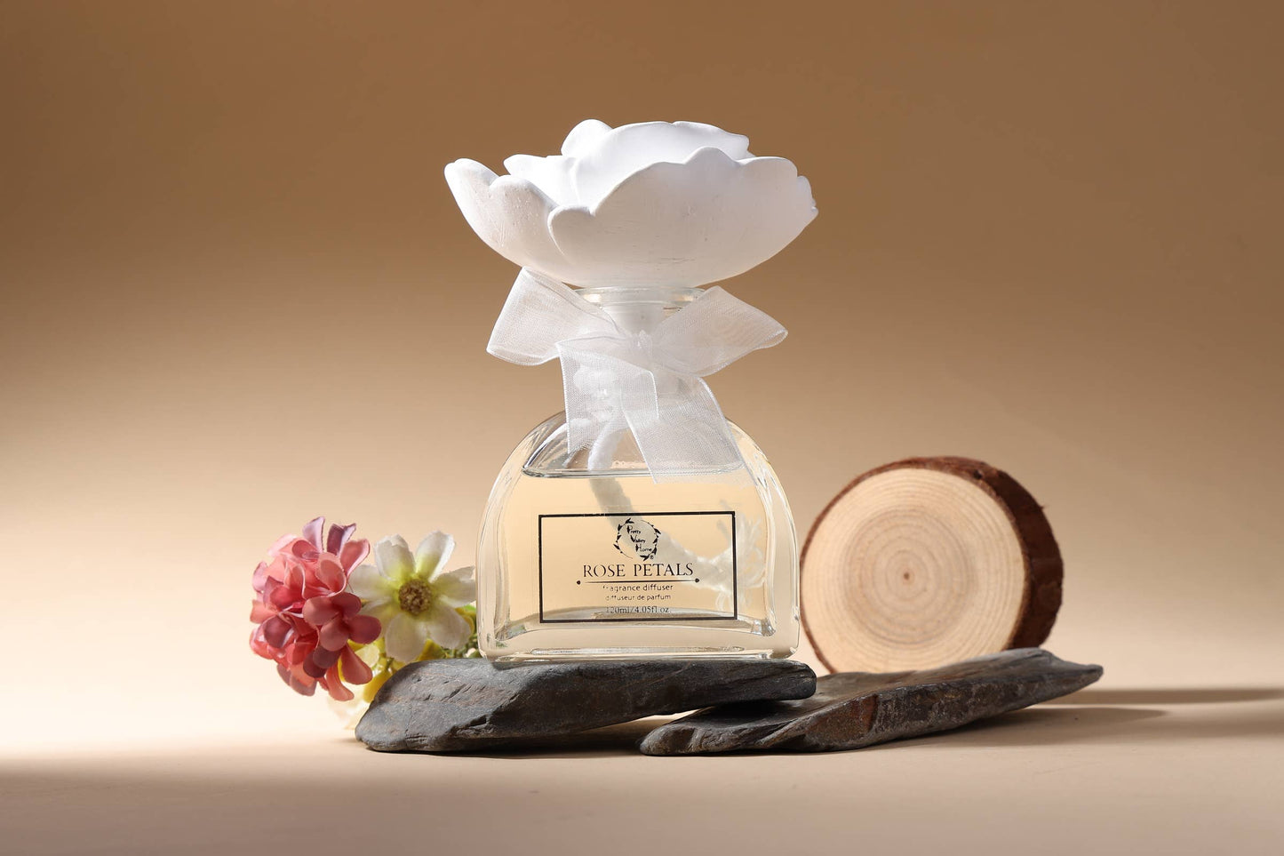 Sunshine Rose Ceramic Flower Diffuser Gift Set - Rose Petals