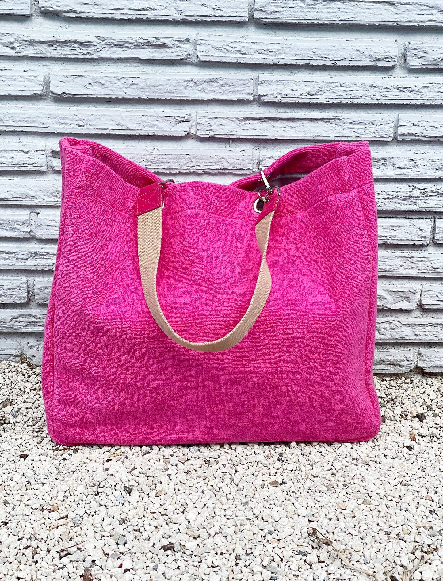 Strawberry Terry Plastic Lined Tote