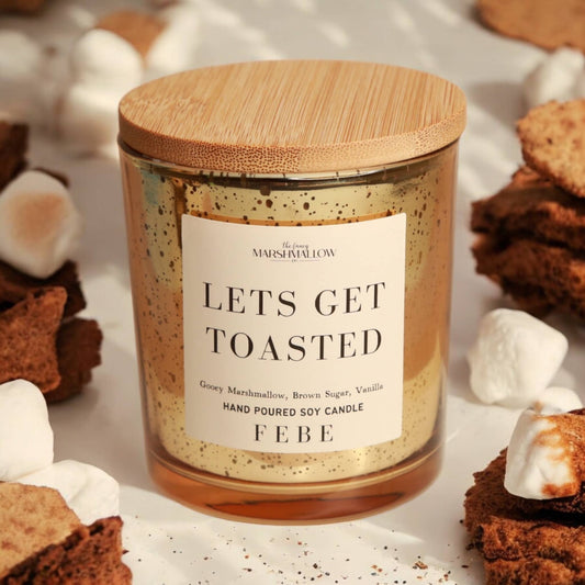 Lets Get Toasted- Toasted Marshmallow 5oz Gold Glass Candle