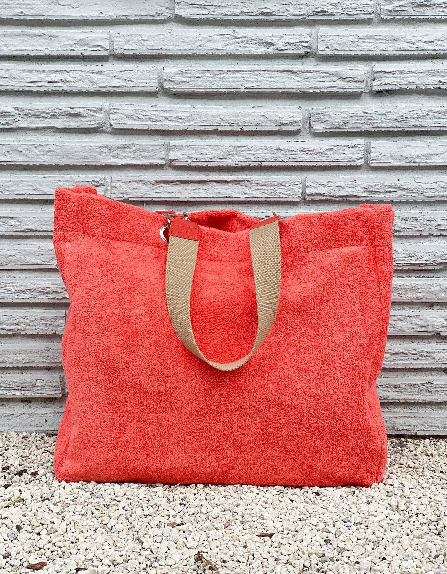 Turquoise Terry Plastic Lined Tote