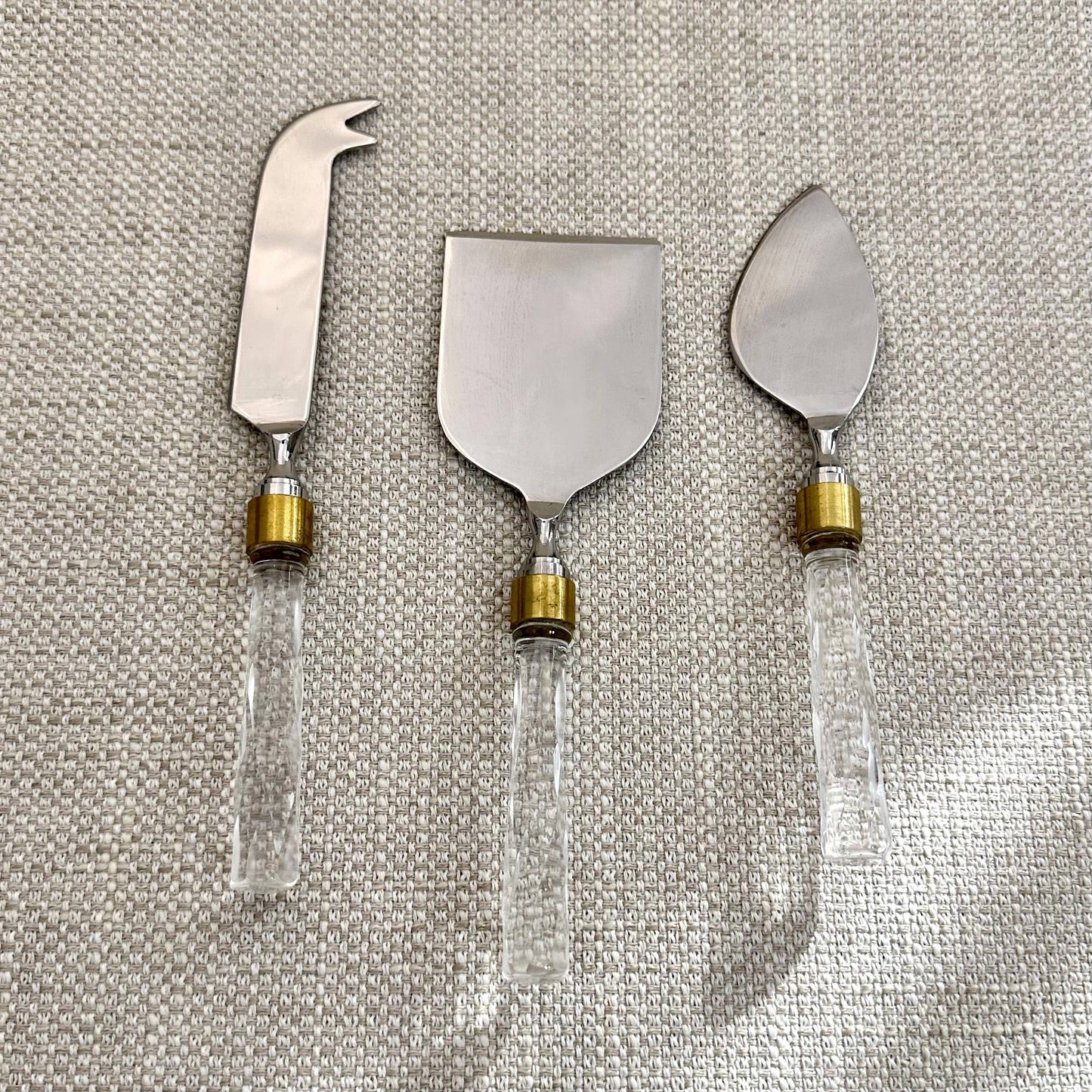 Cheese Set with Glass Handles, Set of 3