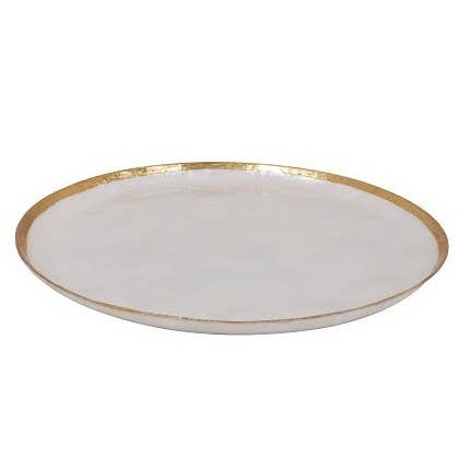 14" Capiz Platter w/Gold Trim (Natural/Gold)