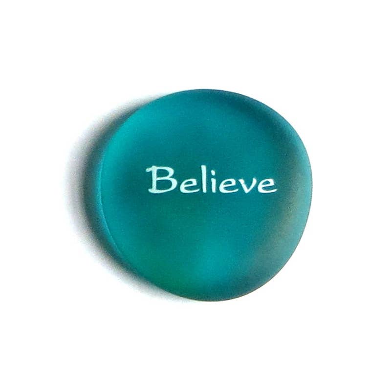 Mermaid's Message, Believe, Imprinted Frosted Glass Stone