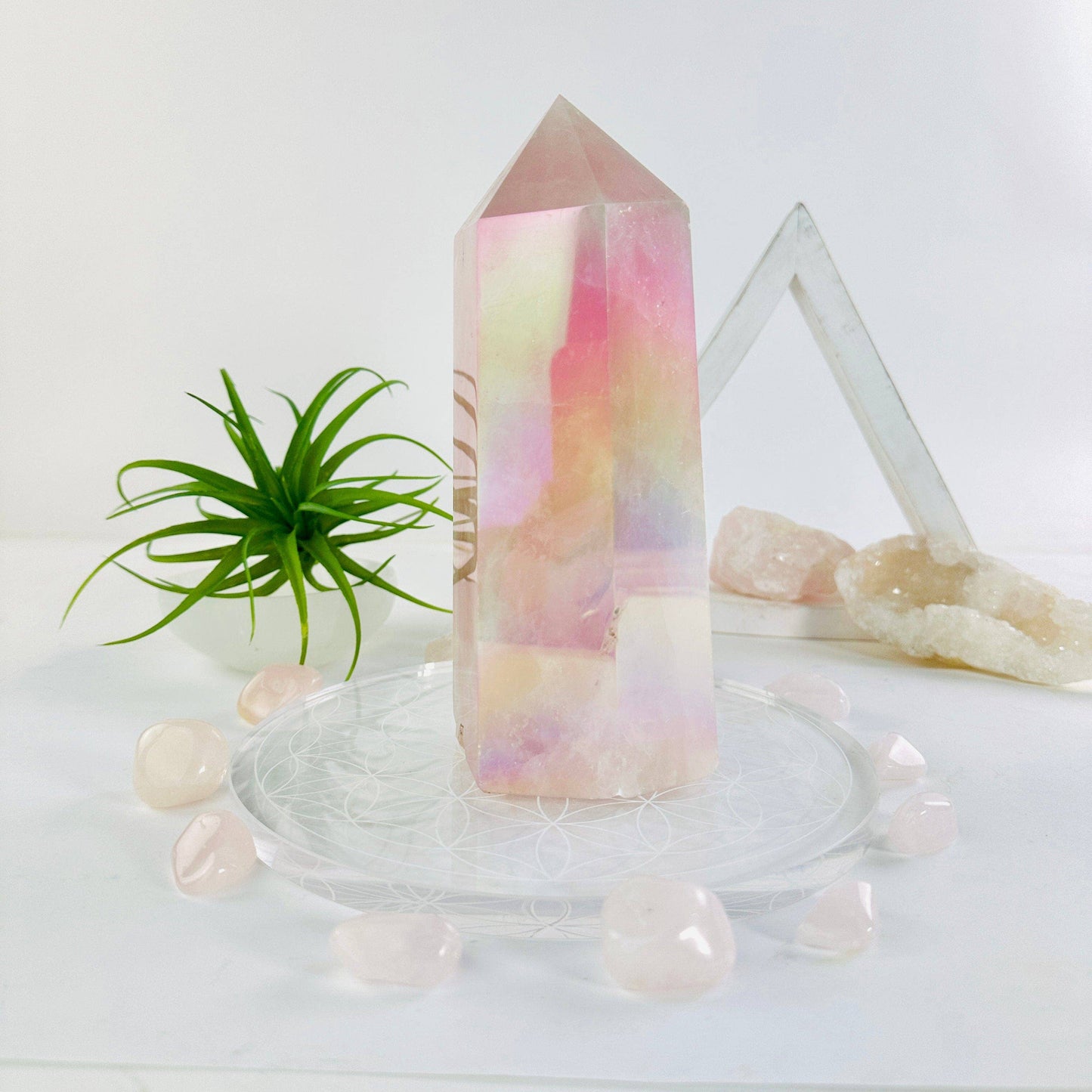 Angel Aura Rose Quartz Generator Tower Crystal