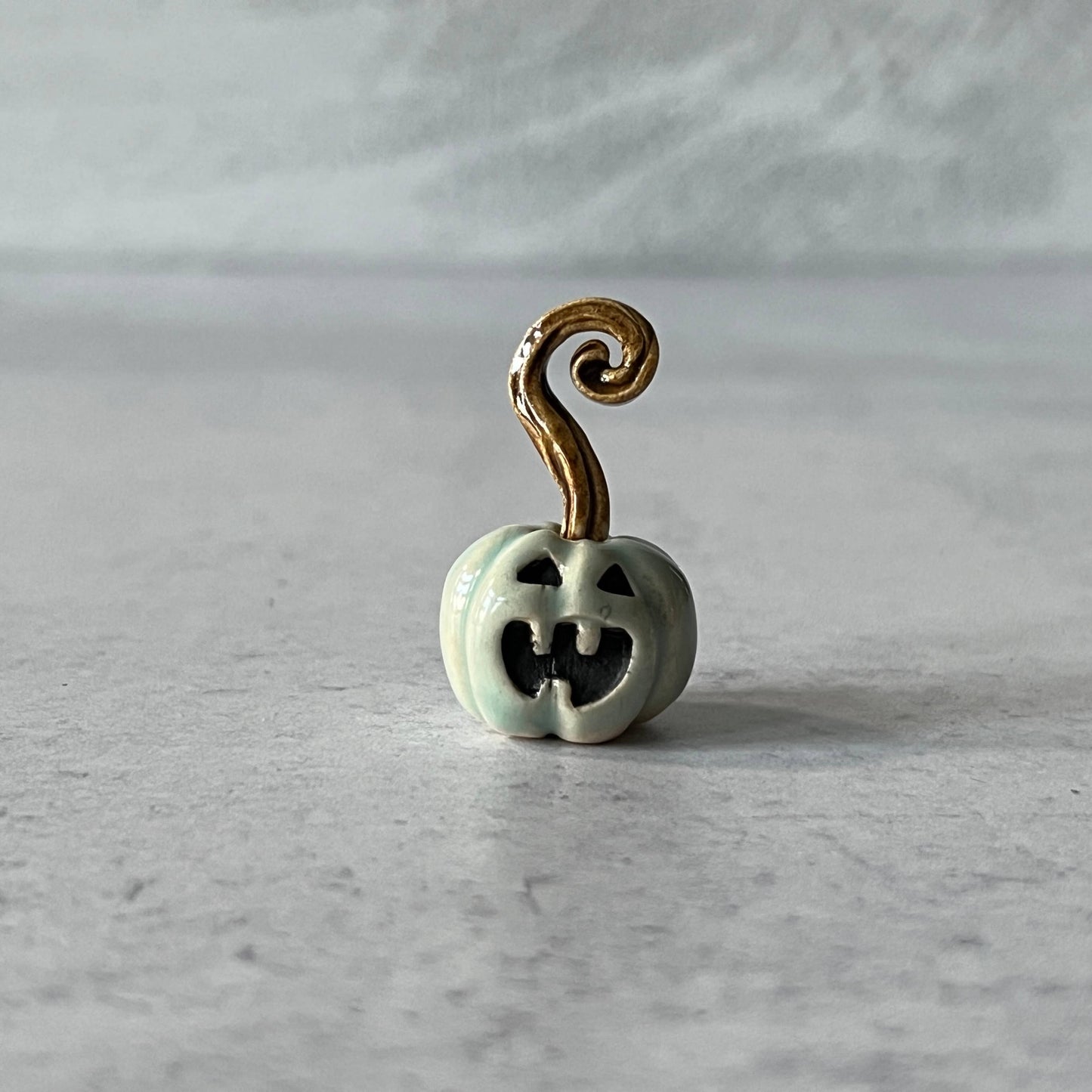 Mini Ceramic Jack-O-Lantern: Teal