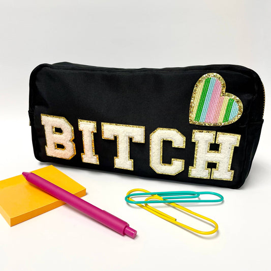 Bitch W/ Chenille Patches Pouch