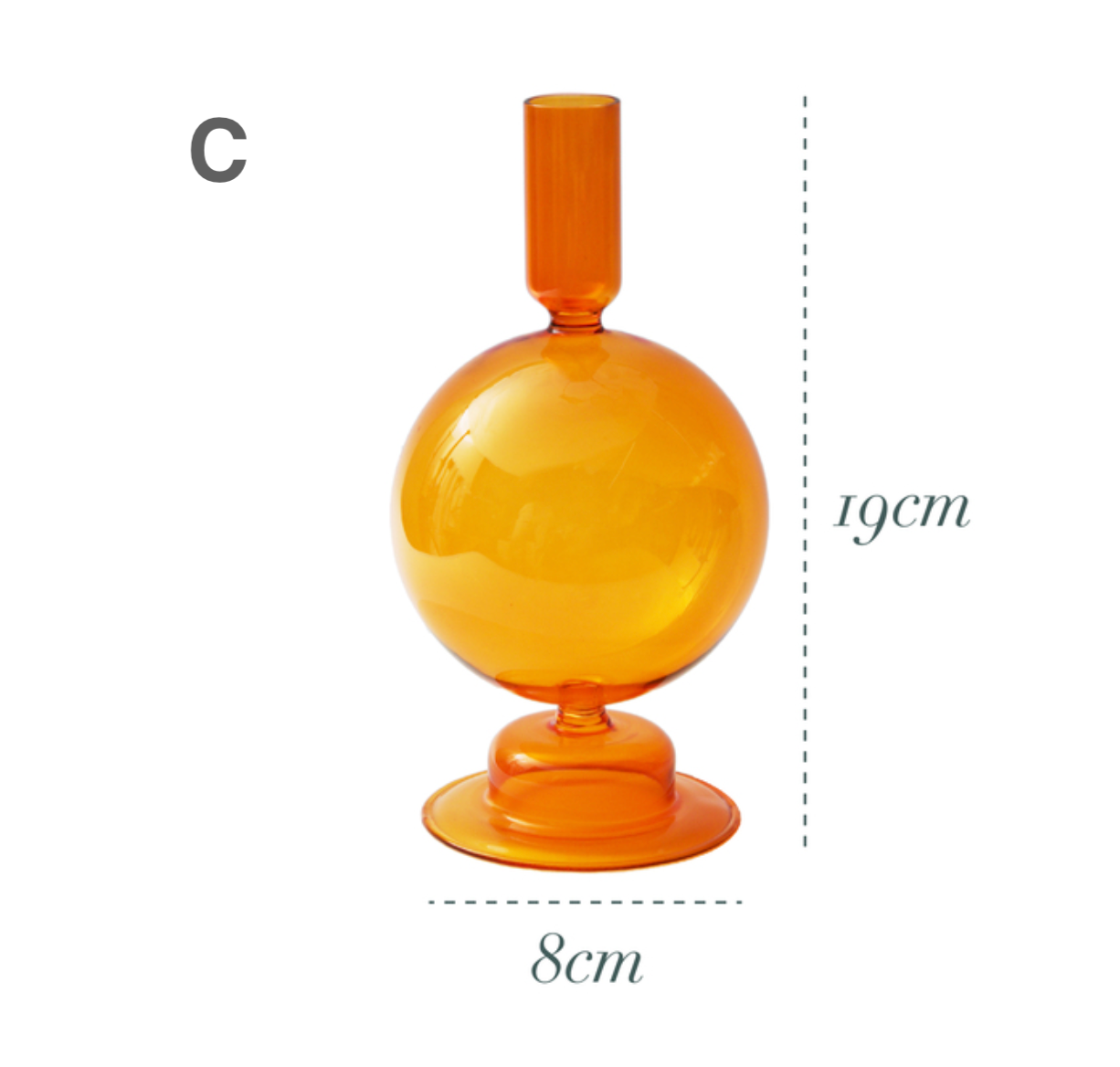 Orange Glass Candlestick Holder: F