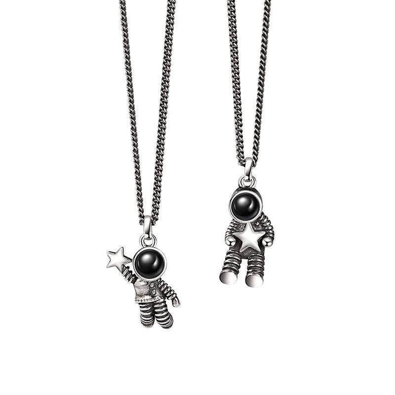 Astronaut Spaceman Matching Necklace in 925 Sterling Silver: Female Astronaut-1pc