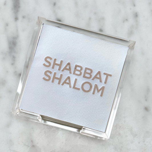 Acrylic Cocktail Napkin Hostess Set: Shabbat Shalom