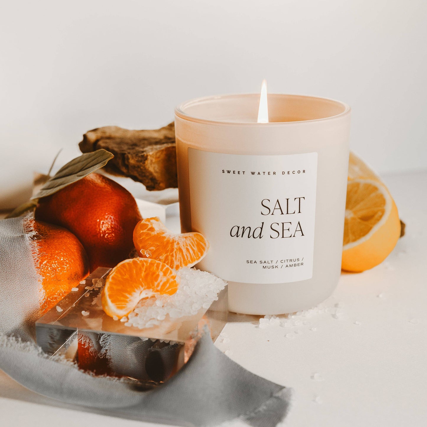 Salt & Sea 15 oz Soy Candle, Matte Jar -  Home Decor & Gifts