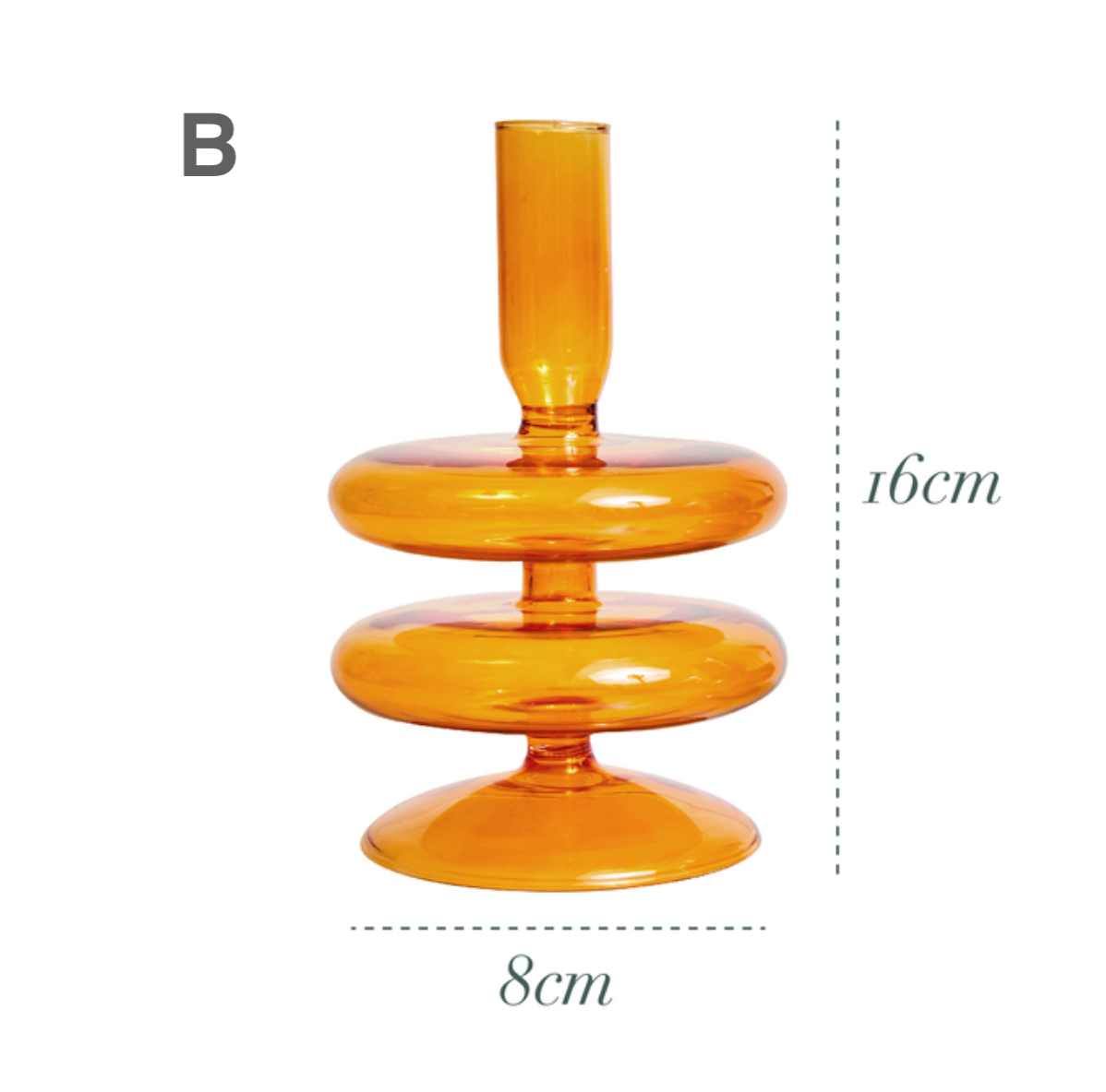 Orange Glass Candlestick Holder: F