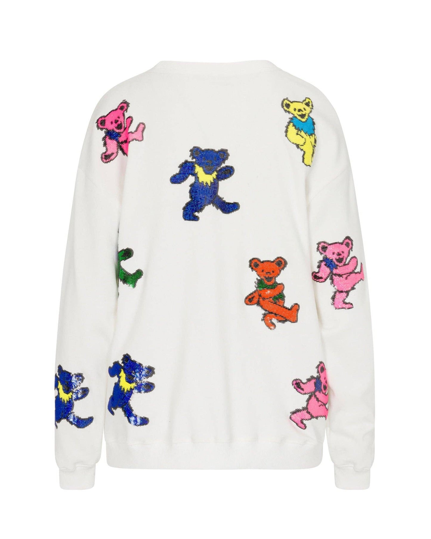 Grateful Dead Dancing Bears Sequin Sweatshirt - White: S