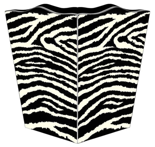 WB433- Zebra Stripe Wastepaper basket: Scalloped Top