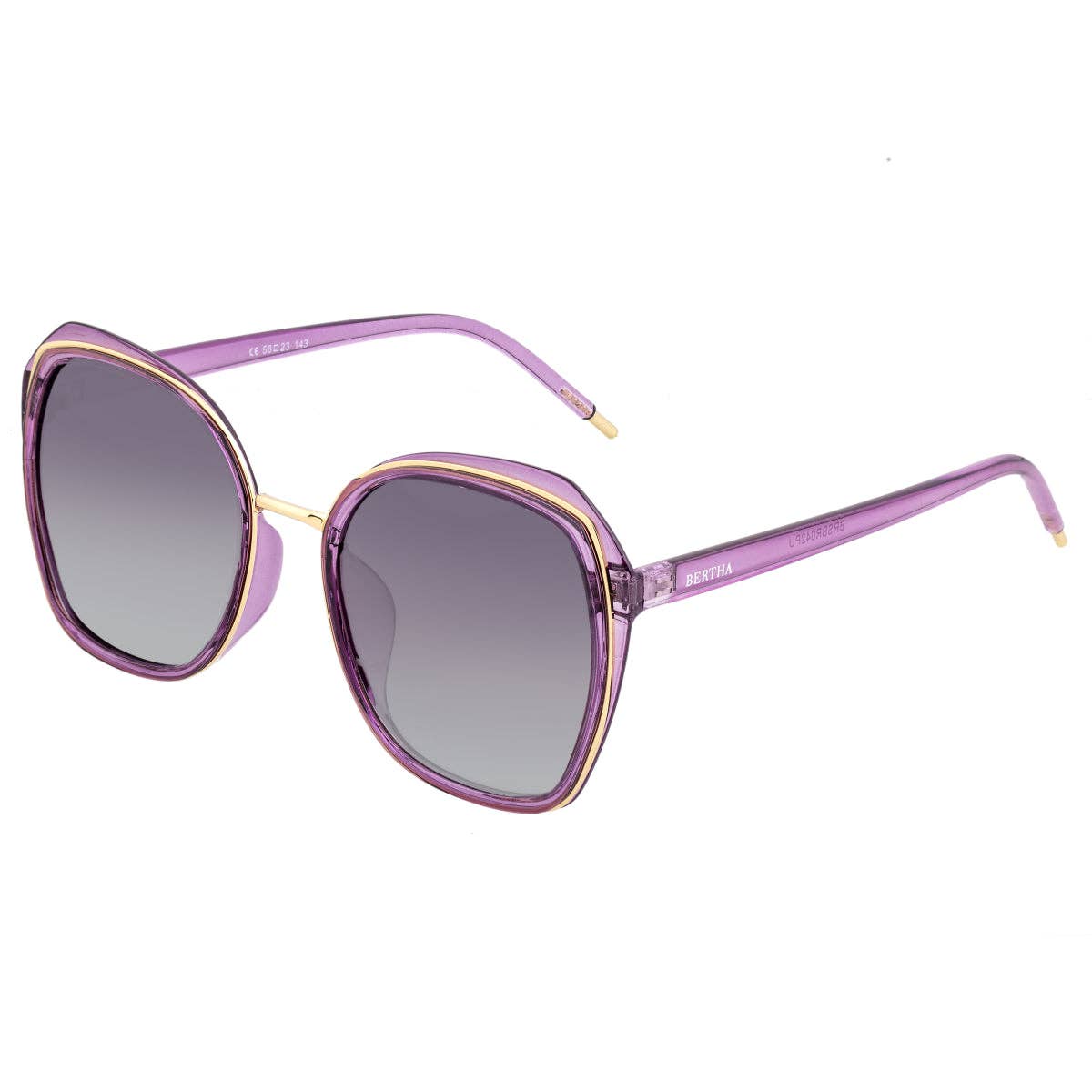 Bertha Jade Polarized Round Sunglasses: Pink/Rose Gold