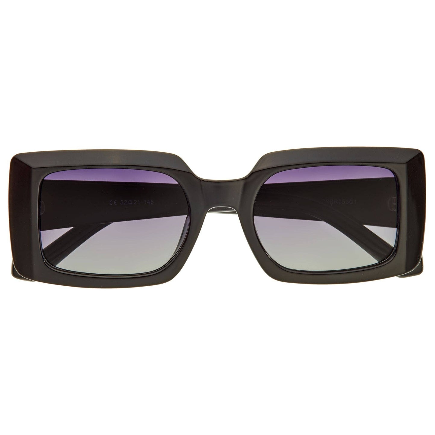 Bertha Miranda Polarized Square Sunglasses: Black/Black