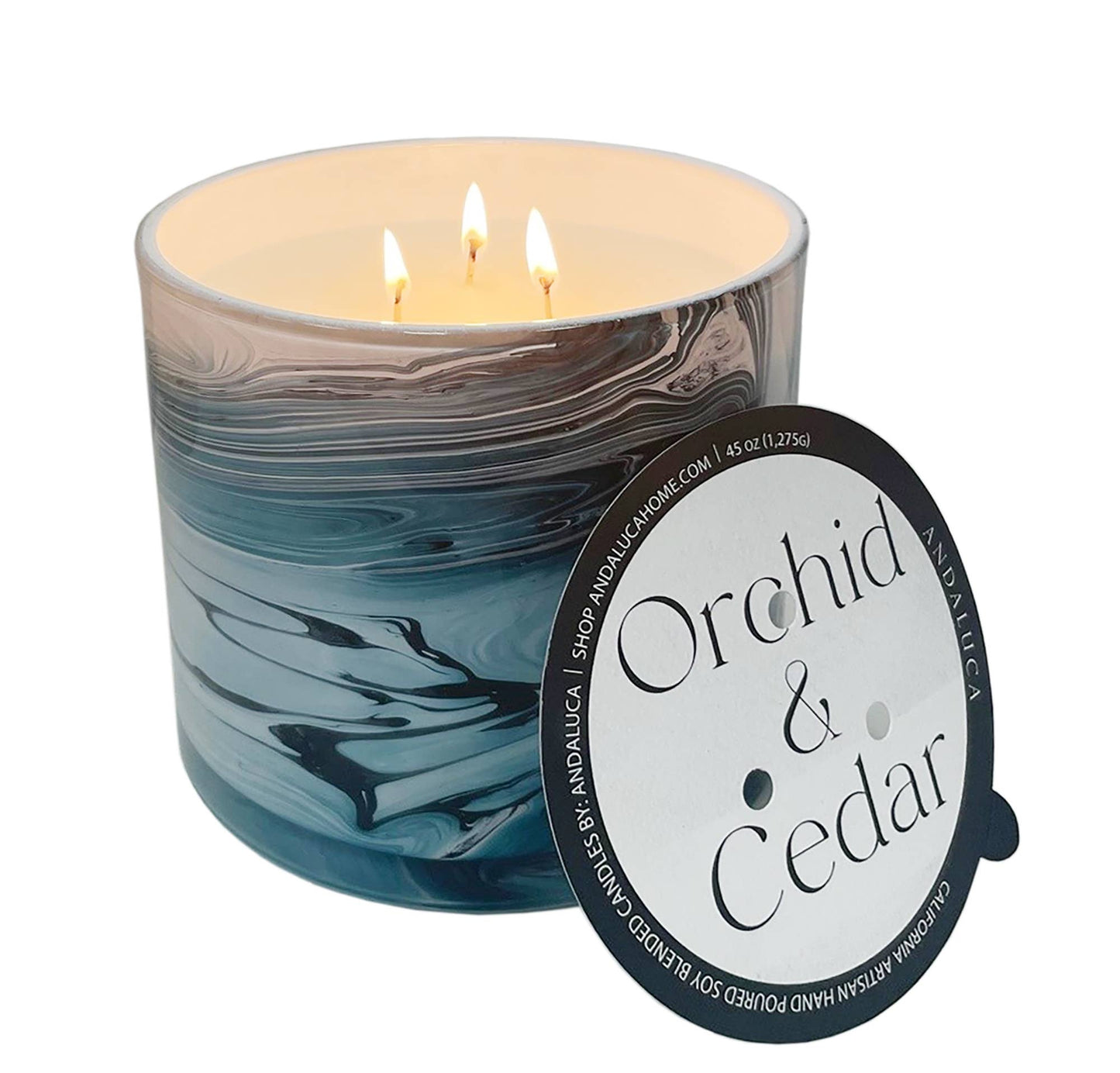 JUMBO Orchid & Cedar 45 oz. Swirl Glass Candle