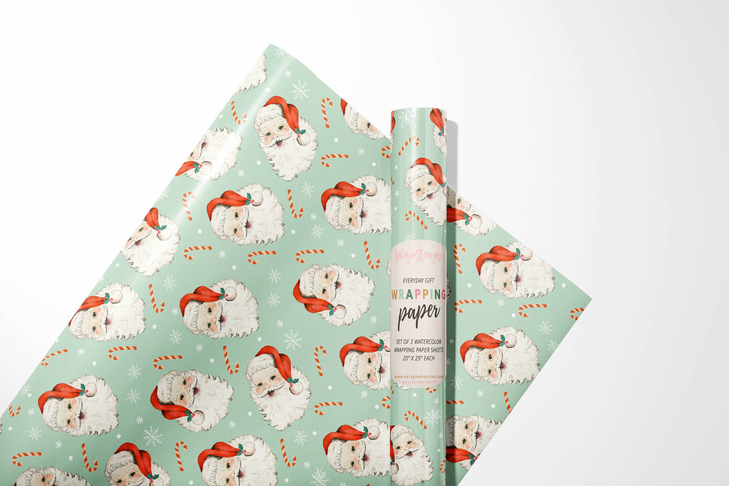 Christmas Santa's - Holiday Wrapping Paper - 3 Sheet Roll