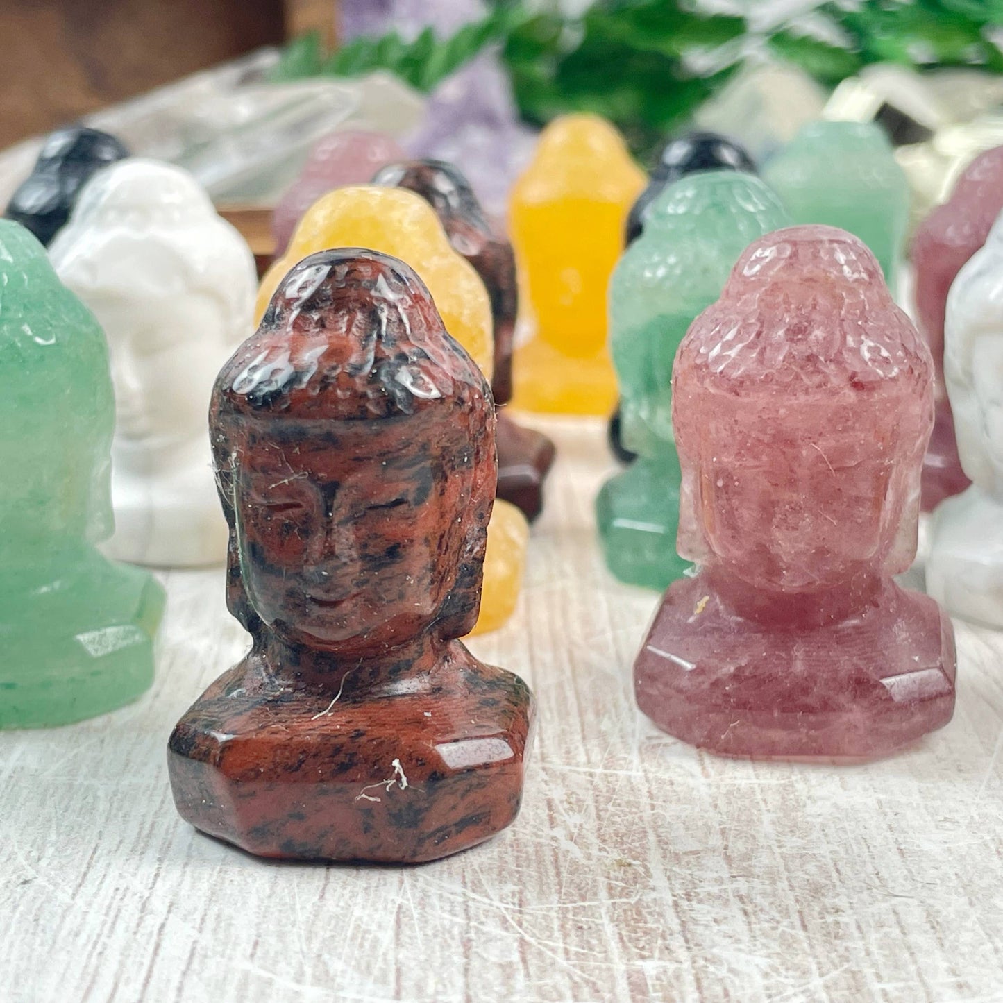 Crystal Buddha Carving: Green Aventurine