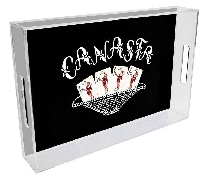 Canasta Lucite Tray: 11" by 17"