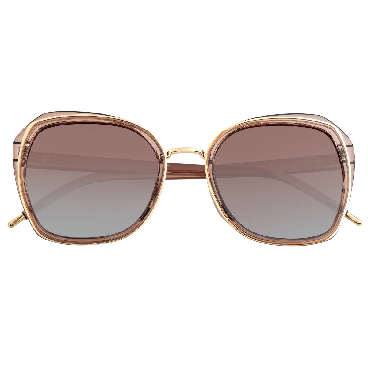 Bertha Jade Polarized Round Sunglasses: Pink/Rose Gold