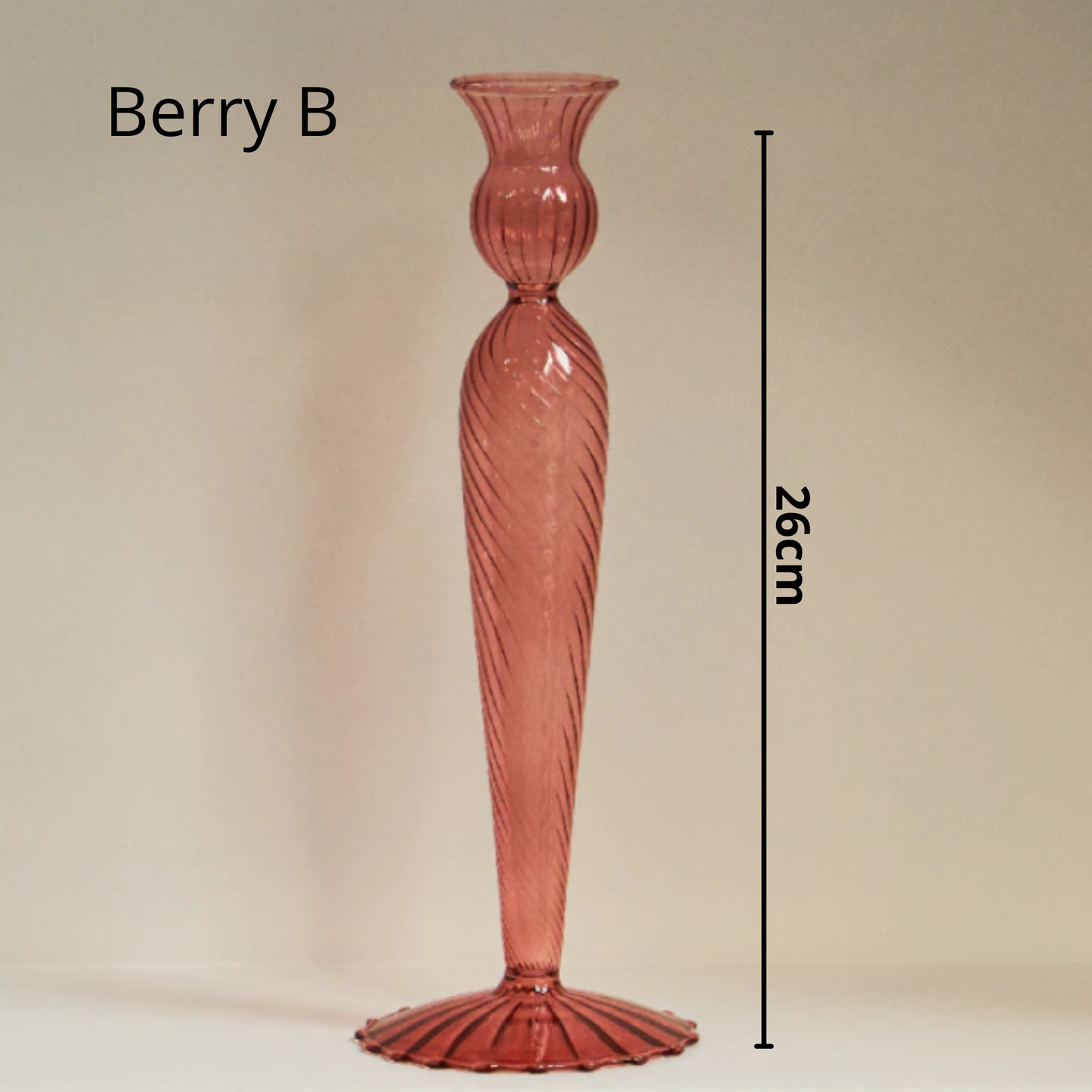 Nordic Taper Glass Candlestick Holder: Berry C