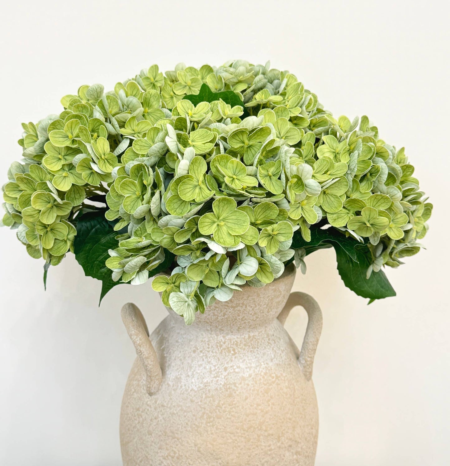 20" Real Touch Realistic  Antique Faux Hydrangea Stems: Antique Green