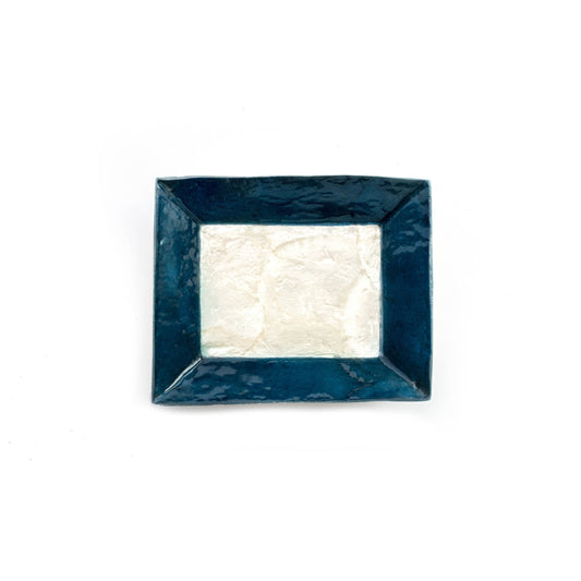 6" Rectangular Capiz Plate (Blue/Natural)