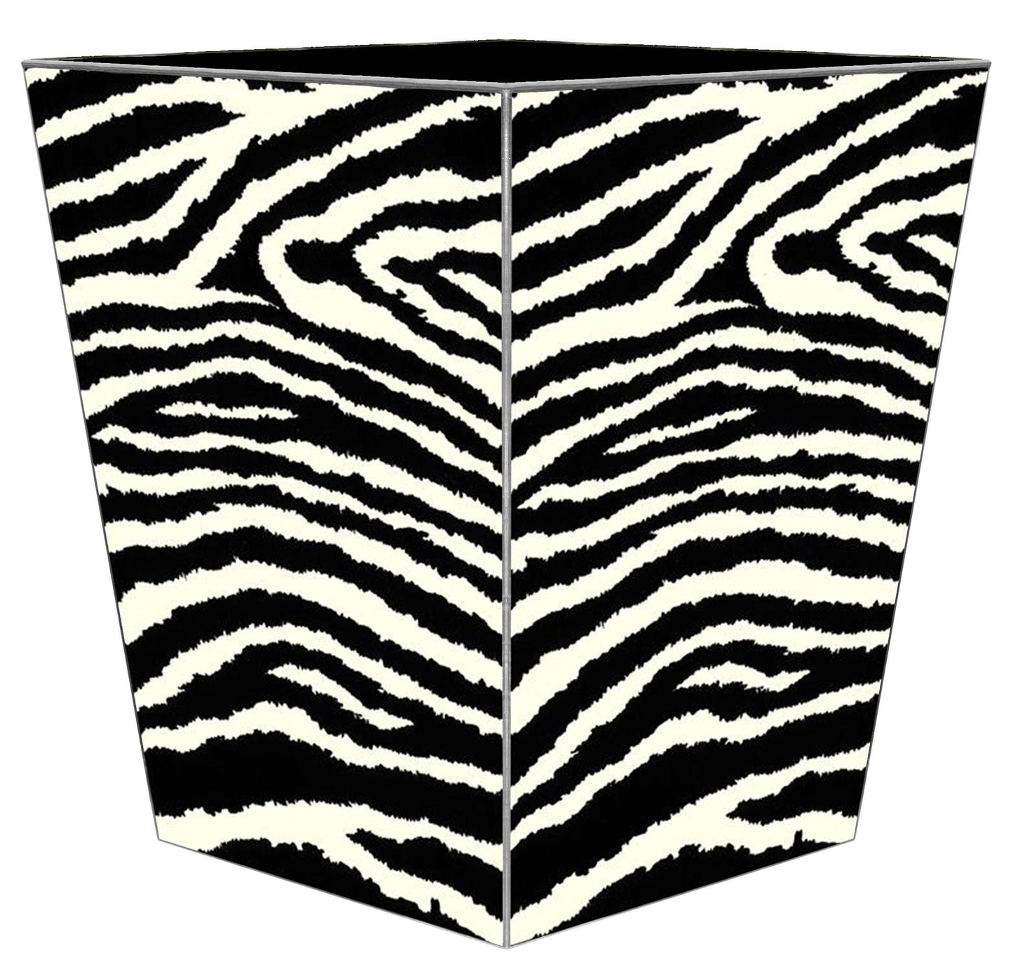 WB433- Zebra Stripe Wastepaper basket: Scalloped Top