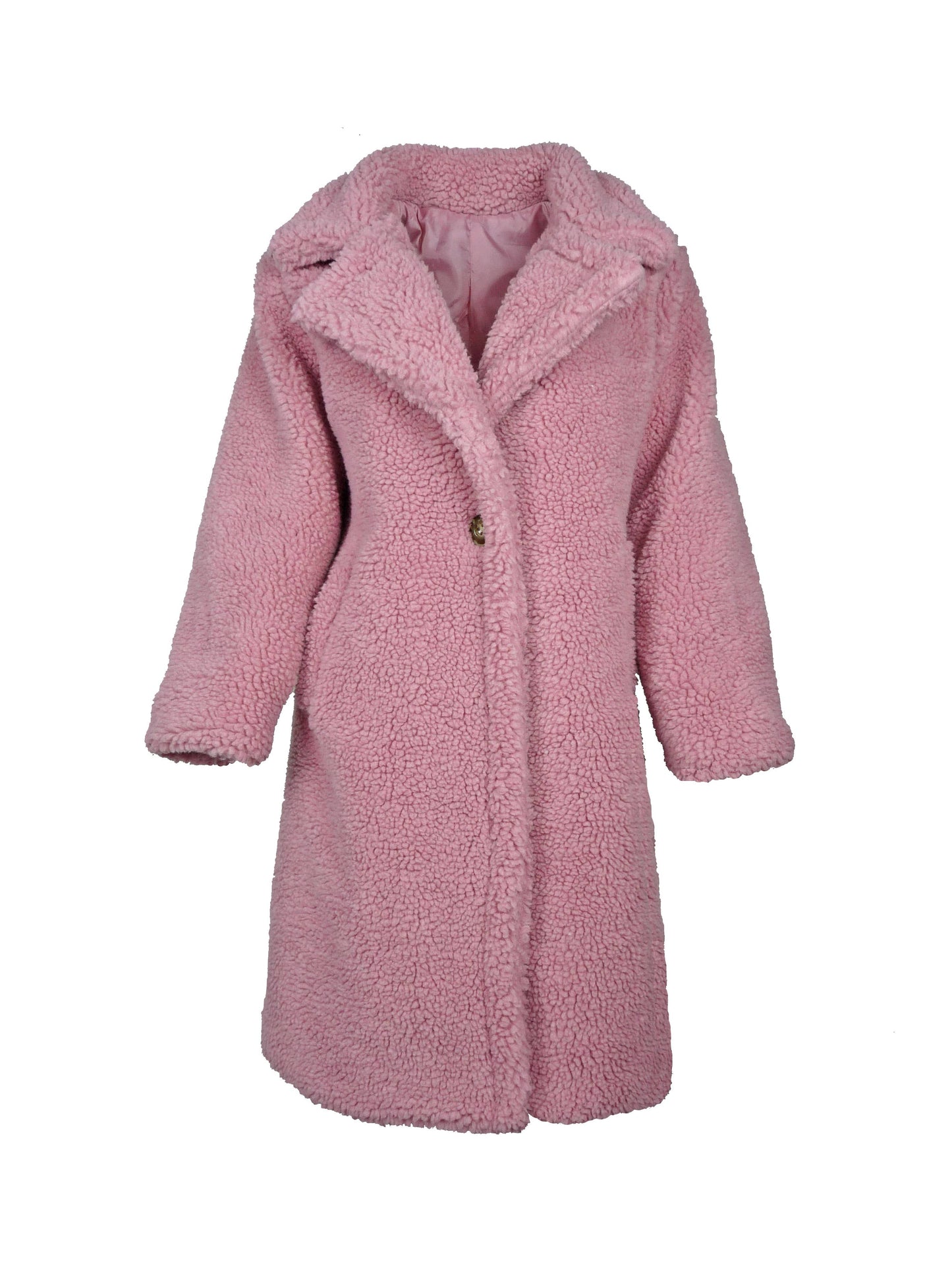 TEDDY BEAR PLUSH WINTER COAT WITH TEDDY BEAR PRINT: Rose