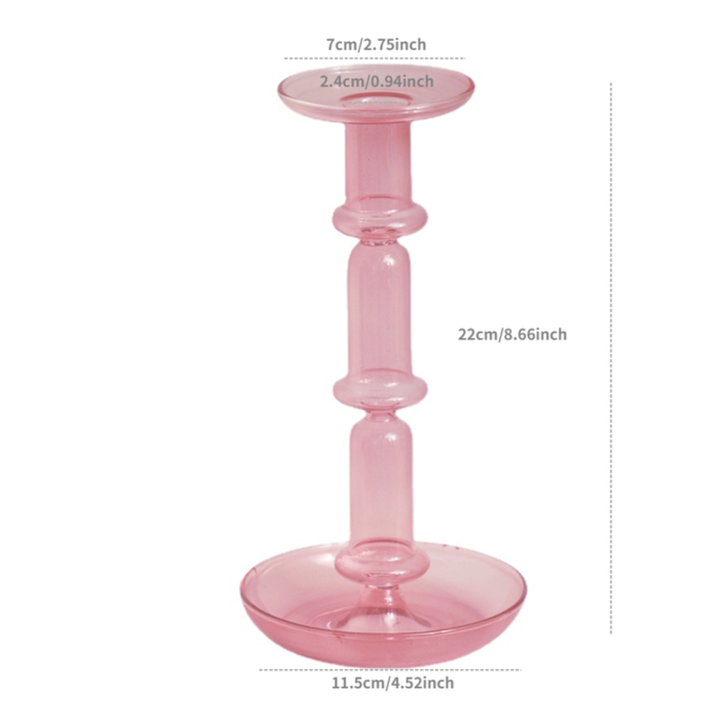 Borosilicate Glass Candle Holder Pink/Brown: Short Pink