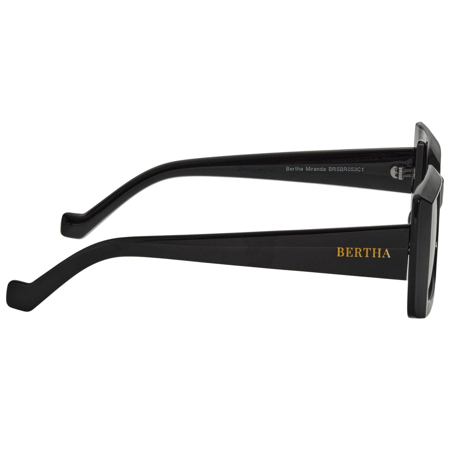 Bertha Miranda Polarized Square Sunglasses: Black/Black