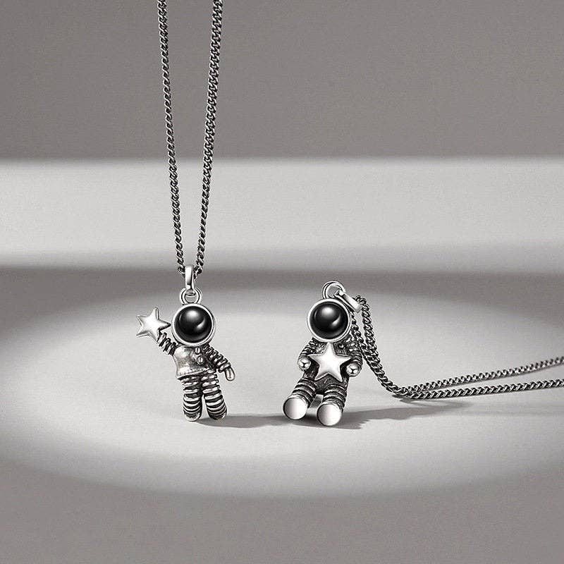 Astronaut Spaceman Matching Necklace in 925 Sterling Silver: Female Astronaut-1pc