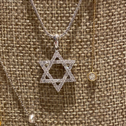 Star of David Pendant - 18k White Gold