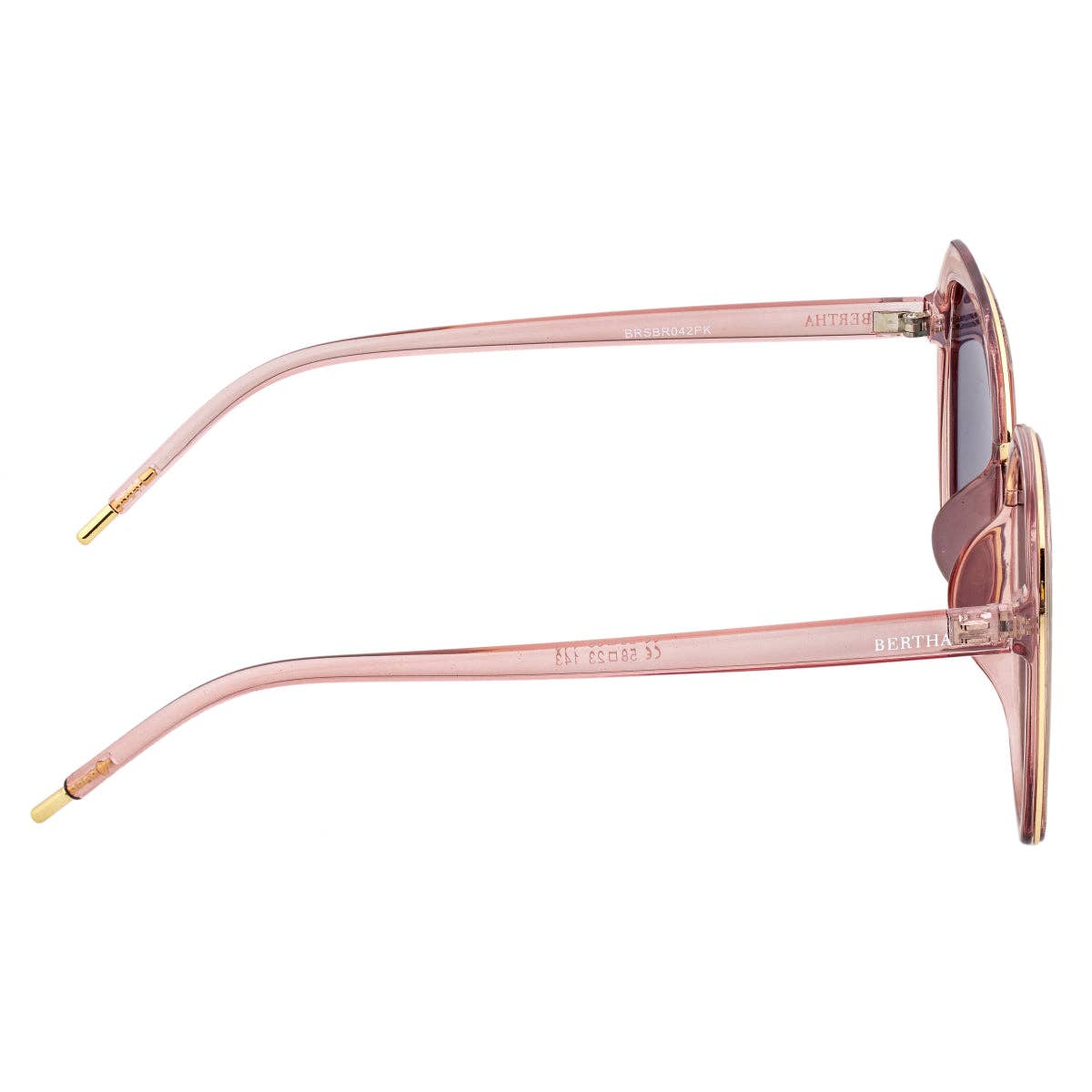 Bertha Jade Polarized Round Sunglasses: Pink/Rose Gold