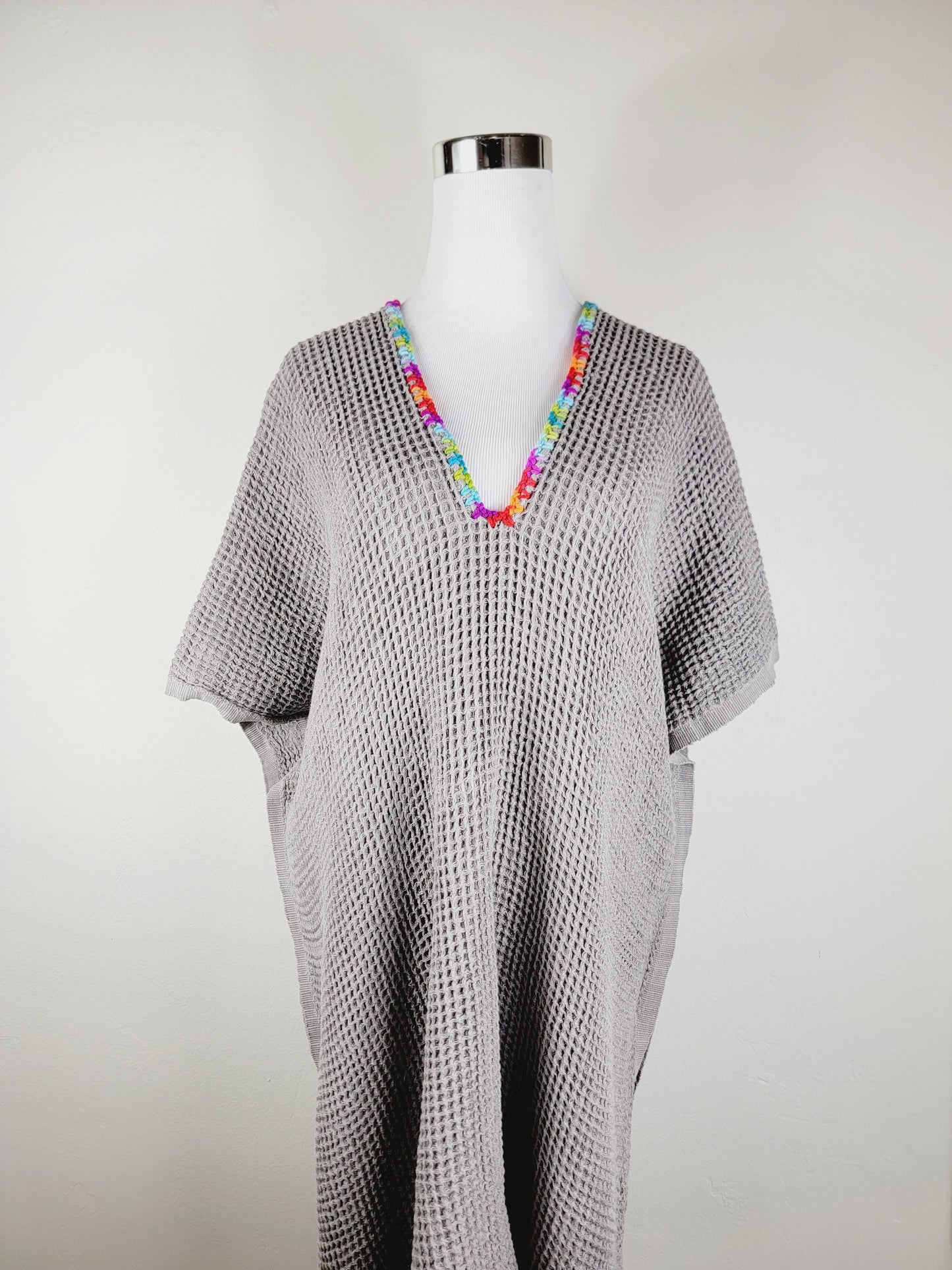 Beach cover-up, Hand made Honey comb wave Cotton cover GRAY