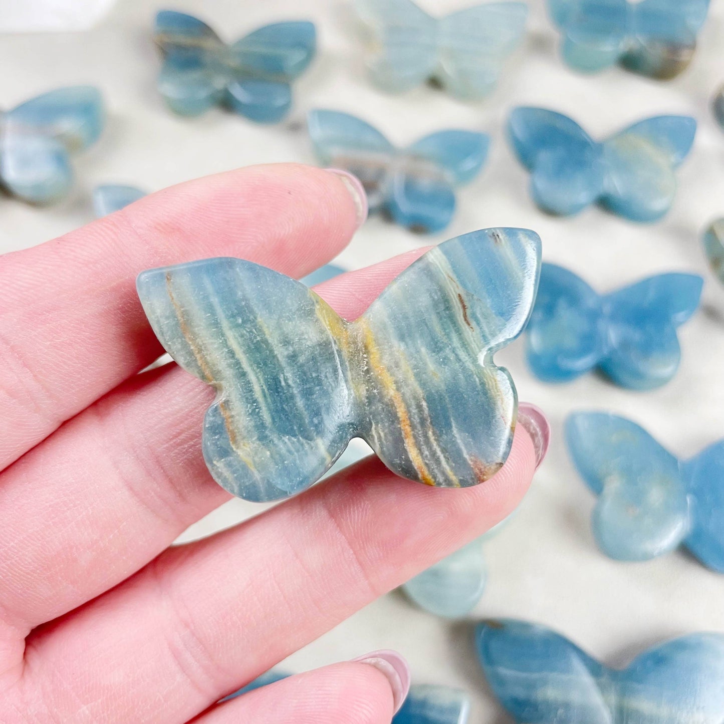 Blue Onyx Butterfly Carving